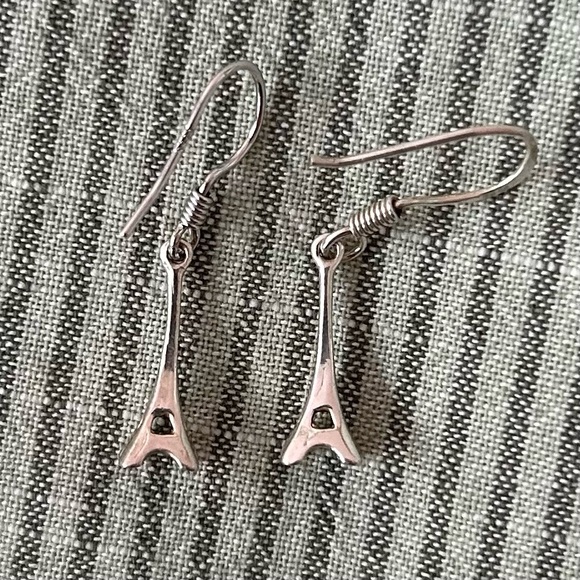 Silver Eiffel Tower Earrings - Picture 2 of 6